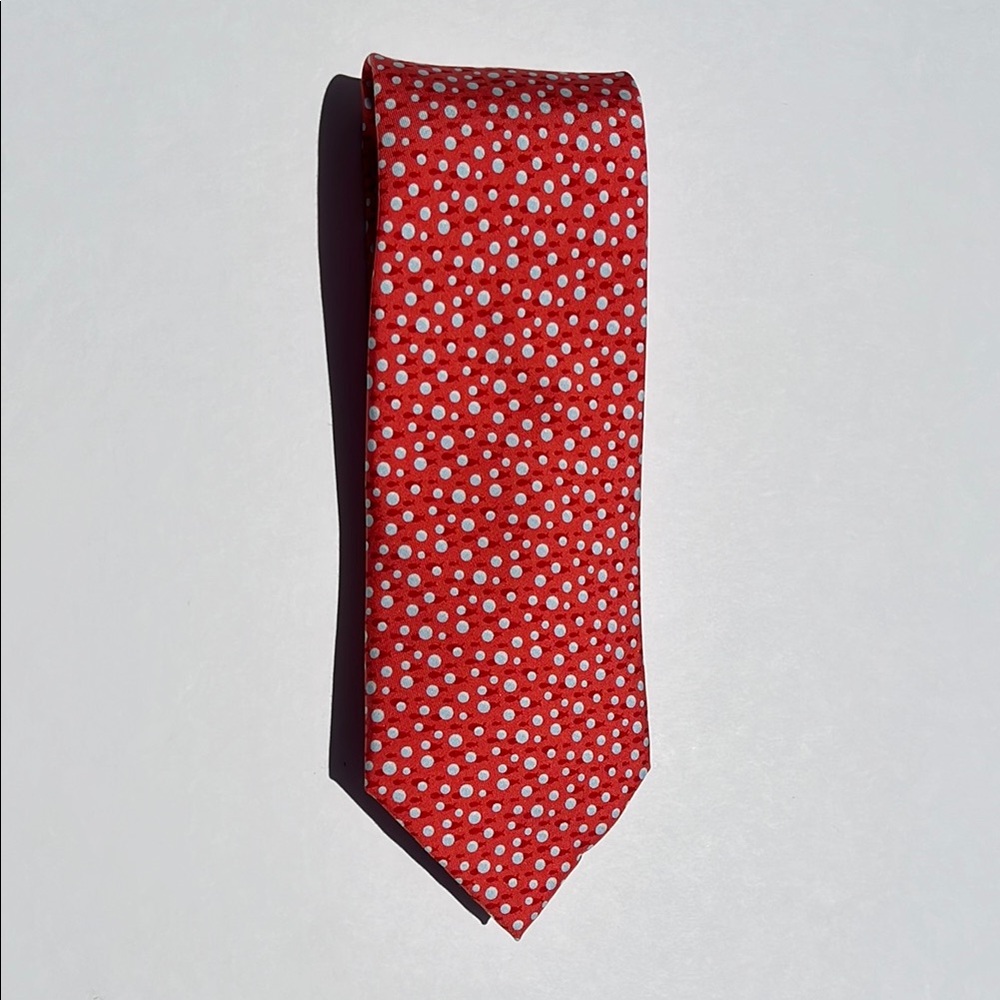 Vineyard Vines Coral Silk Tie with Fish and Pale Blue Water Bubbles